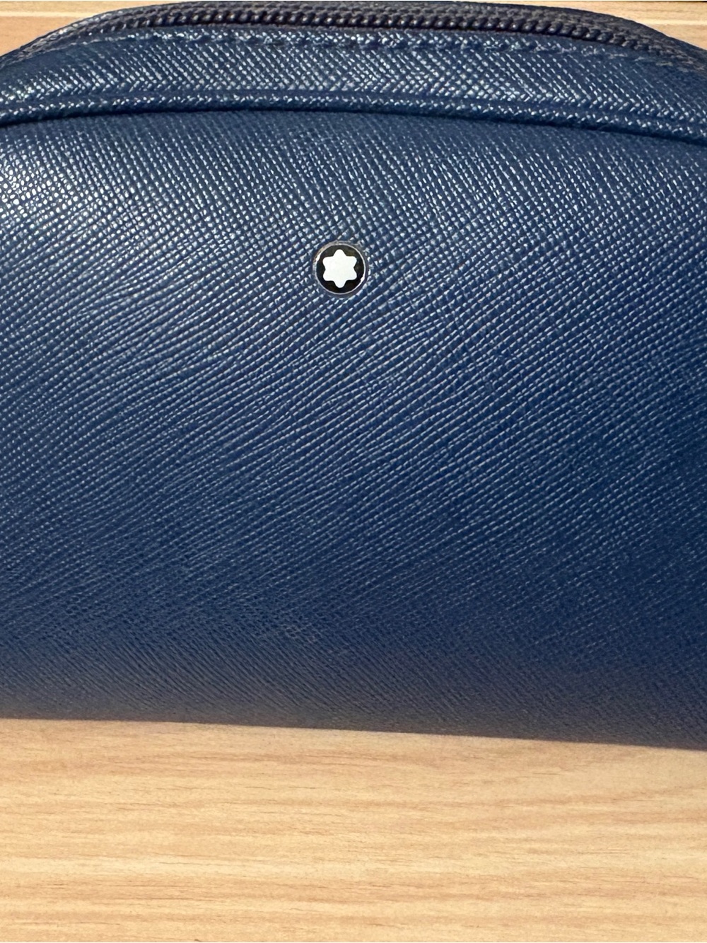 Montblanc Navy Blue Textured Leather Cosmetic Pouch